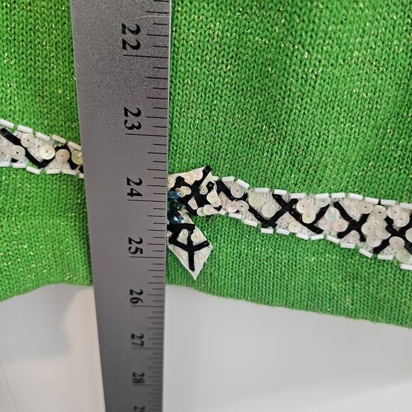 Vintage Design Options Cardigan Womens Med Green Sequins Beaded Glam Grandmacore - Picture 11 of 13
